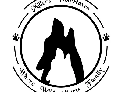 Miller's WolfHaven black black and white branding design graphic design icon lettermark logo monochrome optical illusion vector white wolf wolf logo wolfpack wolves
