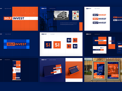 Selfinvest Brand Guidelines art direction brand identity brandbook branding business card calendar constructivism design grid grid layout grids guidelines icon lightbox logo modern modular poster rollup typography