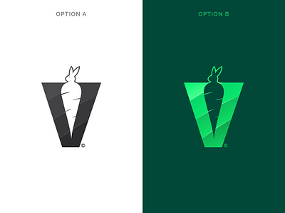 Vegetable - V with Rabbit and Carrot brand identity branding carrot daily logo daily logo challenge letter v logo logo design logostar rabbit v logo