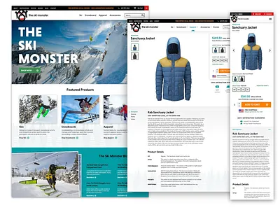 The Ski Monster brand ecommerce ui web design