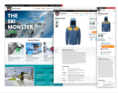 The Ski Monster brand ecommerce ui web design