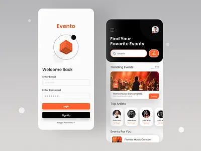 Evento App UI 2020design agency event event app event branding eventapp events illustration interaction design ios iosapp landingpage portfolio typography ui ui design uiux