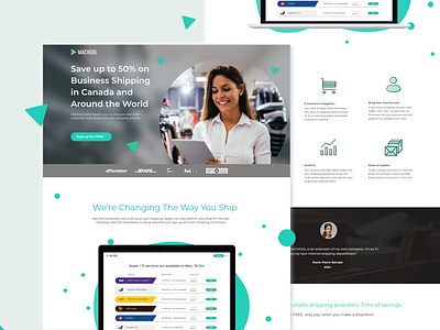 Landing page UI for shipping app adobe xd branding clean ui design illustration interface logo shipping ui ux