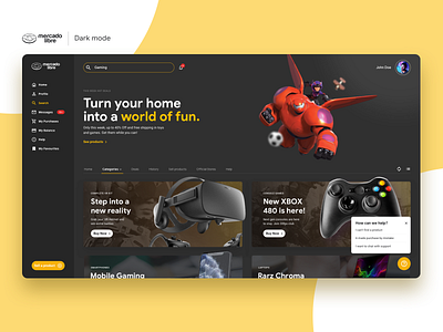 Mercado Libre - Dark Mode clean design interaction layout mockup platform product design typography ui ux web design