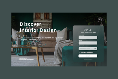 Signup form for an interior decoration publication branding design ui web website