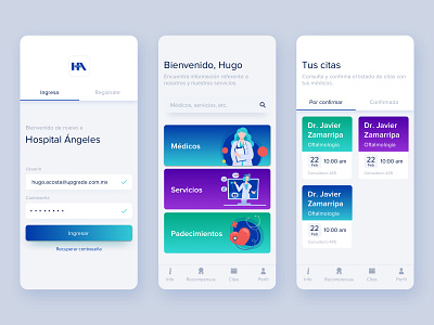 Hospital Ángeles | App app concept design hospital medical ui ux