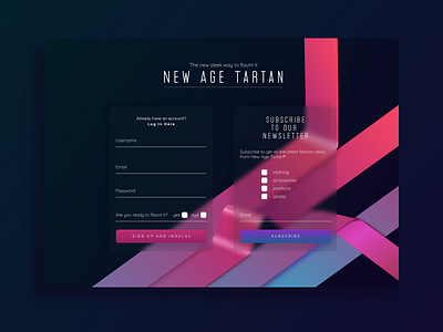 Dribbble XD Challenge - Signup form for New Age Tartan adobexd signup signup form signup page signup screen tartan web design xd xd design