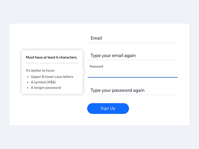 Wix's Password Strength Indicator case study design feedback indicator input password password strength indicator popover product design progress bar recommendations security tasks uiux user interface design wix