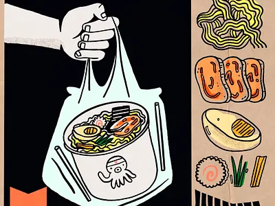 Ramen To Go design flyer flyer design illustration procreate ramen sushi togo