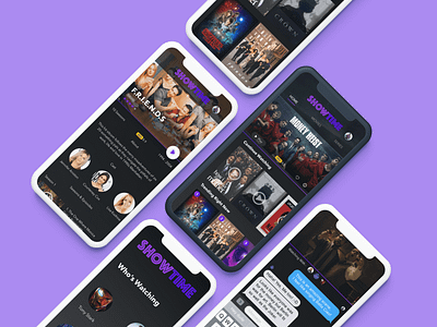 ShowTime - Movie Streaming App Concept chat concept dark hbo imdb iphone x messaging movie netflix product design series service shows sitcoms sketch streaming streaming app ui ux video streaming