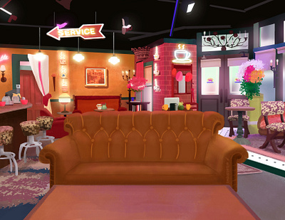 Central Perk Background painting art artist artwork background background art central perk digital art digital painting digitial friends friends tv show illustration art illustration digital tv show visual development