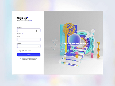 Adobe's elegant registration form 3d abstract adobe adobe xd adobexd animation colors createwithadobexd elegant roqueid ui ui design uidesign uiux ux web web design webdesign website