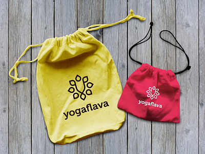 Yoga logo on gym bags branding design graphic design illustration logo typography vector