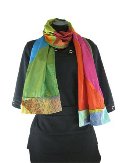 Multicolored Scarf bright multi colored scarf multi colored scarf womens multicolor hair scarf multicolored silk scarf