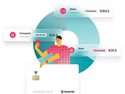 Factorial Expenses - The expense management that helps you save app branding design factorial hr human resources illustration ilustration logo people remote ui workplace