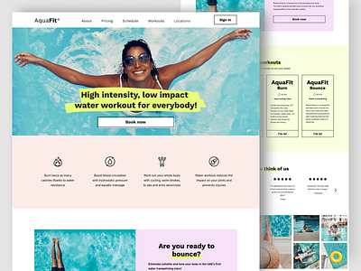 Fitness class home page design sport swimming ui ux website