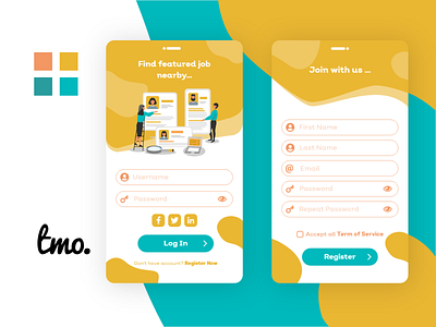 Job Portal Login & Register Screen adobe xd app design design ui ui design ui kit uidesign xd xd design xd ui kit