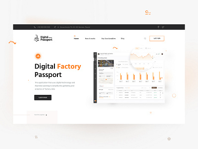 Digital Factory Passport - Landing Page agency chart dashboard energy factory figma flat landing page layout minimalist product design sensors ui utilities website