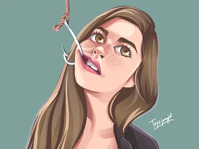 She got hooked anime style art concept art concept illustration digital art dribble shot dribbler girl graphic art illustration illustrationart illustrator