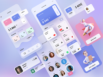 Mobile Banking app balance bank banking cards concept design graph illustration kawaii light mobile pay payment ui