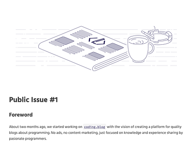 coding.blog issue header ashtray blogging cigarette coding coffee illustration magazine newspaper programming svg vector