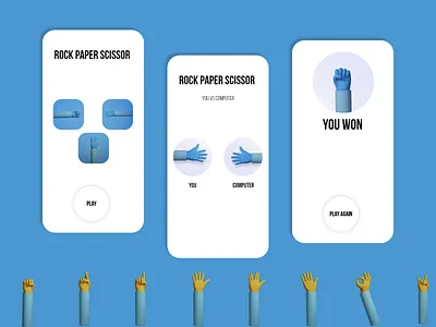 Rock Paper Scissor Made with Handz hands handz illustrations mobile rock paper scissor simple ui weekly challenge