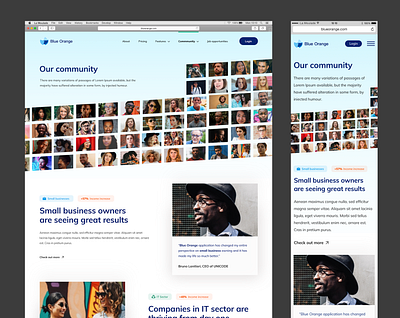 Our community page, for laptop and mobile devices blue app branding business web business website community design logo mobile design mobile ui ux web webdesign website