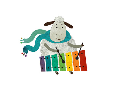 Illustration for the "Hipster Baby Book". book cartoon character childrens book childrens illustration colorfull graphic illustraion music sheep