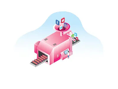 isometric machine converter illustration isometric isometric art isometry modern social social media design social network socialmedia ui webdesign