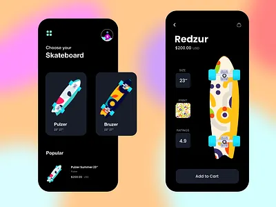 Skateboard App 2020 ui trends app design ecommerce homepage illustration rkhd skate app skate board skate or die skate shop typography ui ux