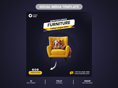 Exclusive furniture for sale social media template abstract background banner business collection design discount furniture graphic marketing modern offer post promotion sale shop social media stories template vector