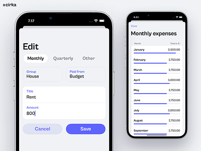 Cirka – Adding expenses add app budget calendar edit expense expenses finance group input mobile month stats swift swiftui ui