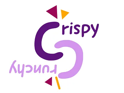 Crispy Crunchy logo brand brandidentity crispy crunchy eat food graphic icecream illustration lable logo logodesign mark positive vibes purple wafer yellow