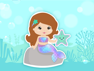 Mermaid <3 illustration mermaid under the sea underwater vector art