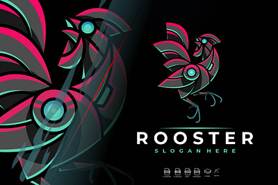 Mecha Robotic Rooster Logo Design 3d animal animal art animal illustration animation branding chicken cyber design farm futuristic graphic design illustration logo male mecha motion graphics robotic rooster ui