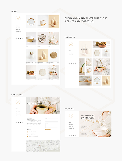 }lean and minimal ceramic store website and portfolio. branding design flat illustrator minimal typography ui ux web website