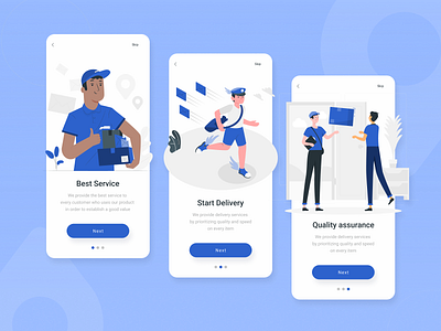 Courier App app courrier designs illustration mobile design mobile ui onboarding screens onboarding ui