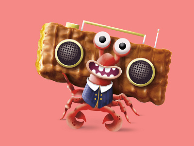 Illustration Lobster charachter character character design ghettoblaster illustration kids music radio sketch