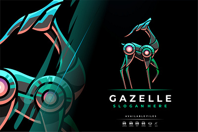 Mecha Robotic Gazelle Logo Design 3d animal animal art animal illustration animation branding cyber design futuristic gazelle graphic design illustration logo mecha robot robotic ui unique ux vector