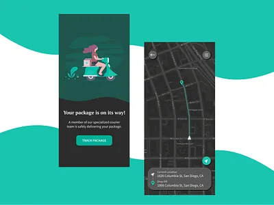 Daily UI Challenge. Day 020/100 app courier daily 100 challenge daily ui dailyui delivery delivery app figma location location tracker maps package tracker track package tracking app undraw