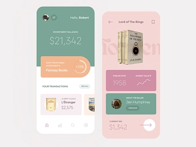 Antique Books Auction Mobile App app clean design flat mobile ui ux