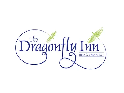 The Dragonfly Inn - Bed and breakfast logo art direction bed bed and breakfast brand identity breakfast bug dragonfly fly graphic design identity design insect lime green logo purple swash vector wings