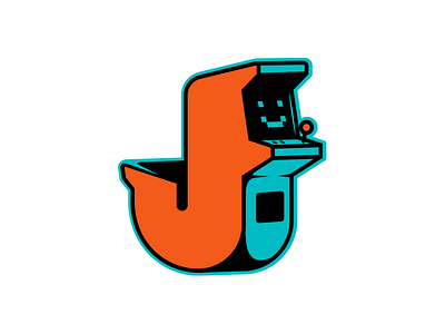 Joy arcade control game j joystick letter j logo pixel type