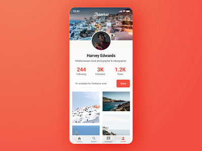 Daily UI 006 - Profile appdesign dailyui dailyui006 dailyuichallenge flat flatdesign freelance mobile orange photography profile