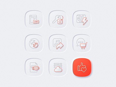 Neumorphic icons cart cloud flash gogoapps icons key lighting like neumorphic neumorphism red shadow skeuomorphic zeplin