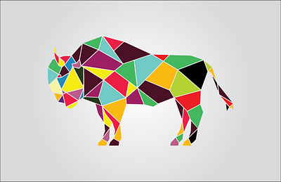 Hexagona colorful Buffalo artistic bison buffalo colorful fashion header health hexagonal logotype mosaic typography vector vector illustration