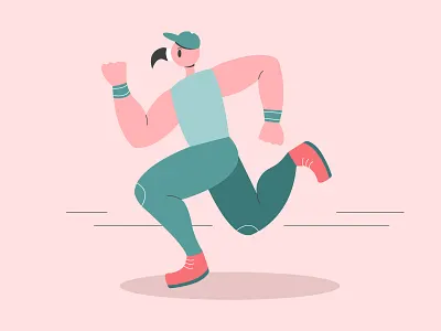 Flamingo Character 2d animal animal character character color design drawing flamingo flat illustration jogging sport vector