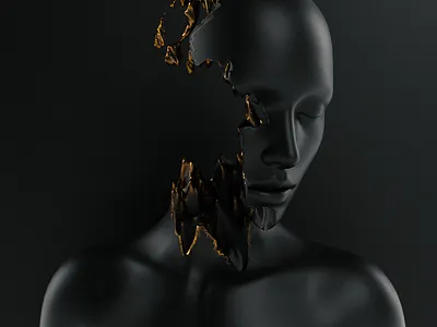 Mind Blown 3d 3d art 3d artist blender blender 3d blender3d blender3dart blendercycles cycles dark gold matte black surreal