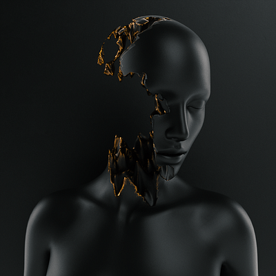 Mind Blown 3d 3d art 3d artist blender blender 3d blender3d blender3dart blendercycles cycles dark gold matte black surreal