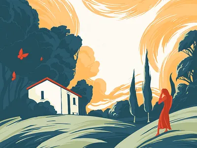 Rural Idyll colour countryside illustration illustrator landscape nature paradise procreate sky summer vector